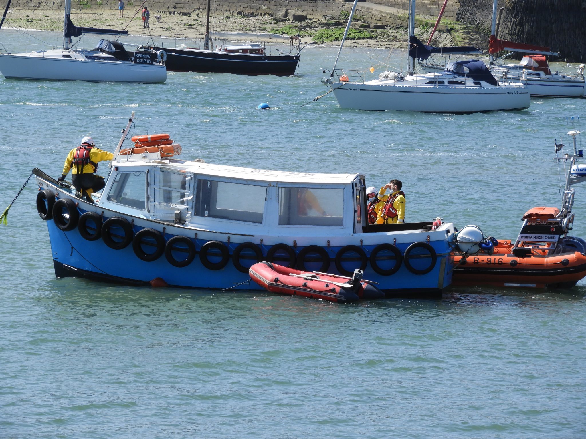 Lifeboat crew members onboard the Flushing Ferry. Picture: RNLI