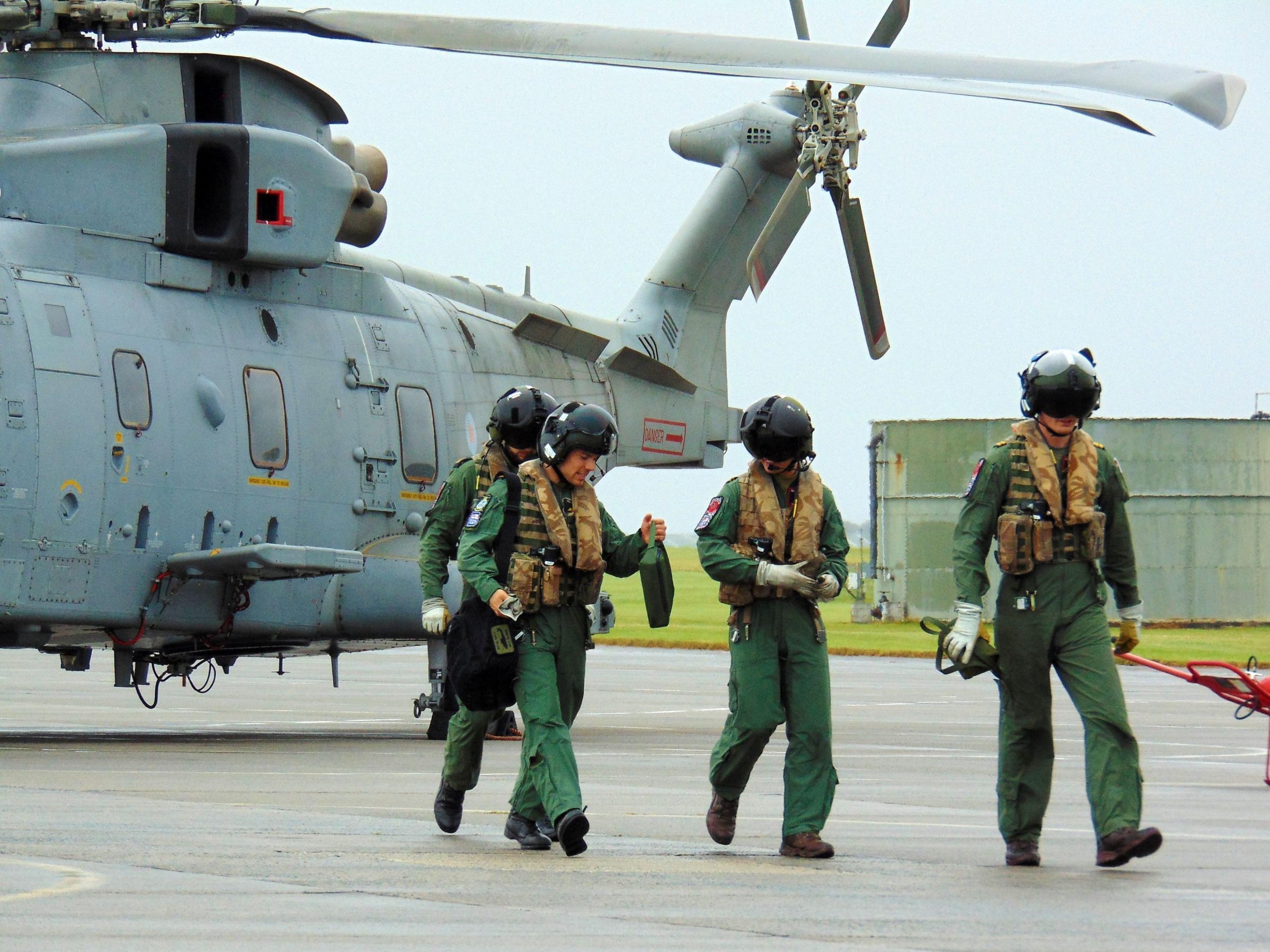 Loved ones from 814 Naval Air Squadron’s Mohawk Flight were welcomed back Picture: Royal Navy