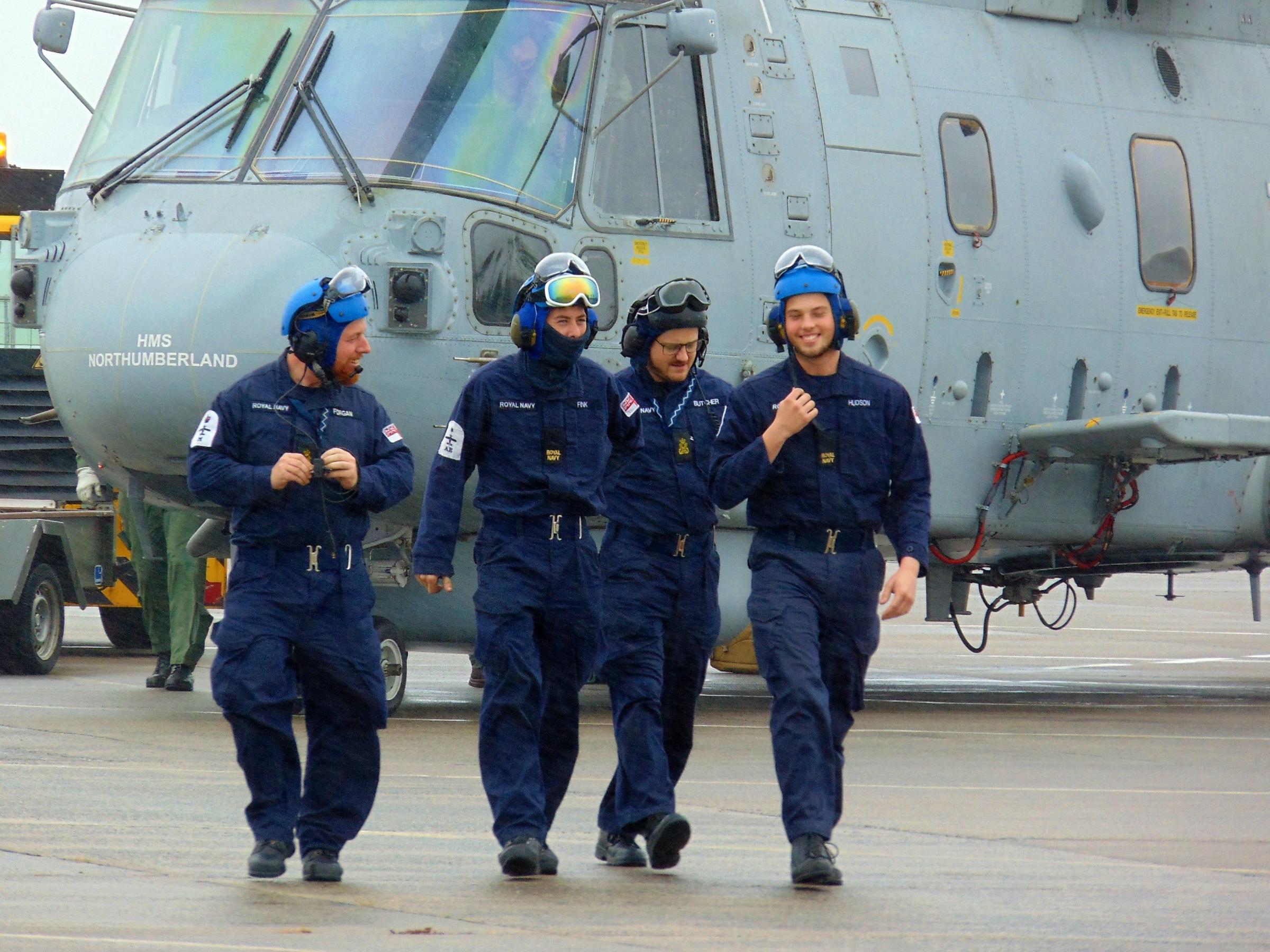 Some of the squadron engineers also hitched a ride Picture: Royal Navy