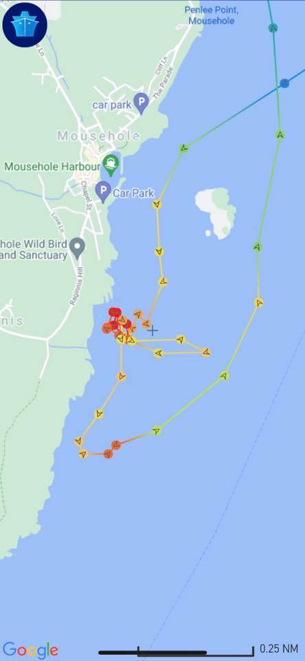 The route the emergency services took in the rescue Picture: Penlee RNLI