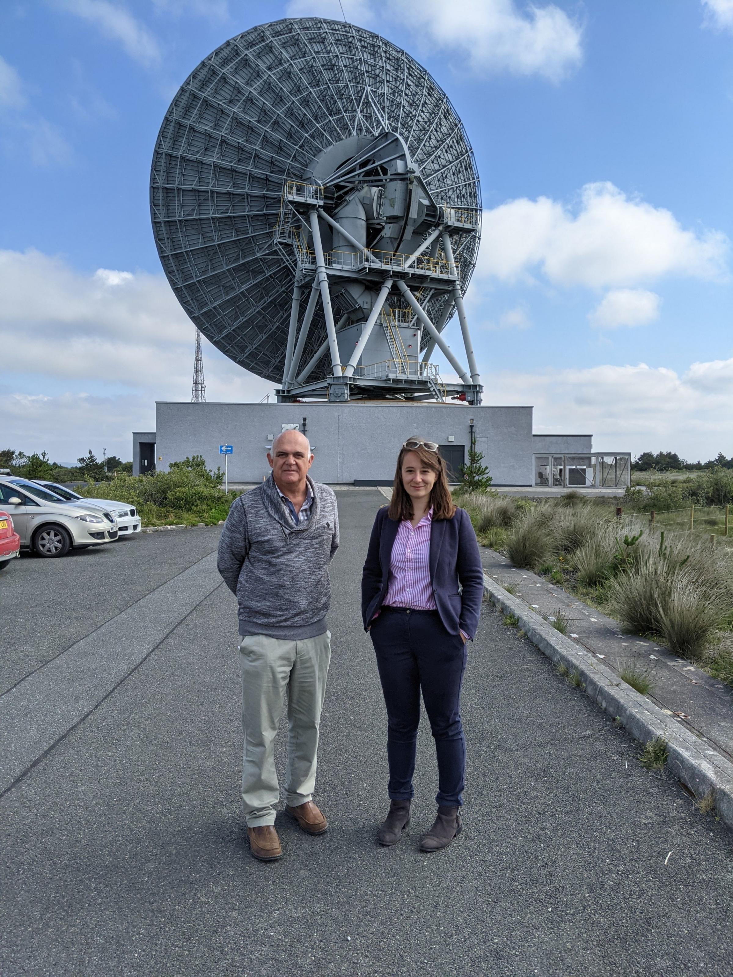 Heidi Thiemann, space project manager and Leslie Nickola, ESF senior curriculum area lead for space from the college during a visit to Goonhilly Earth Station