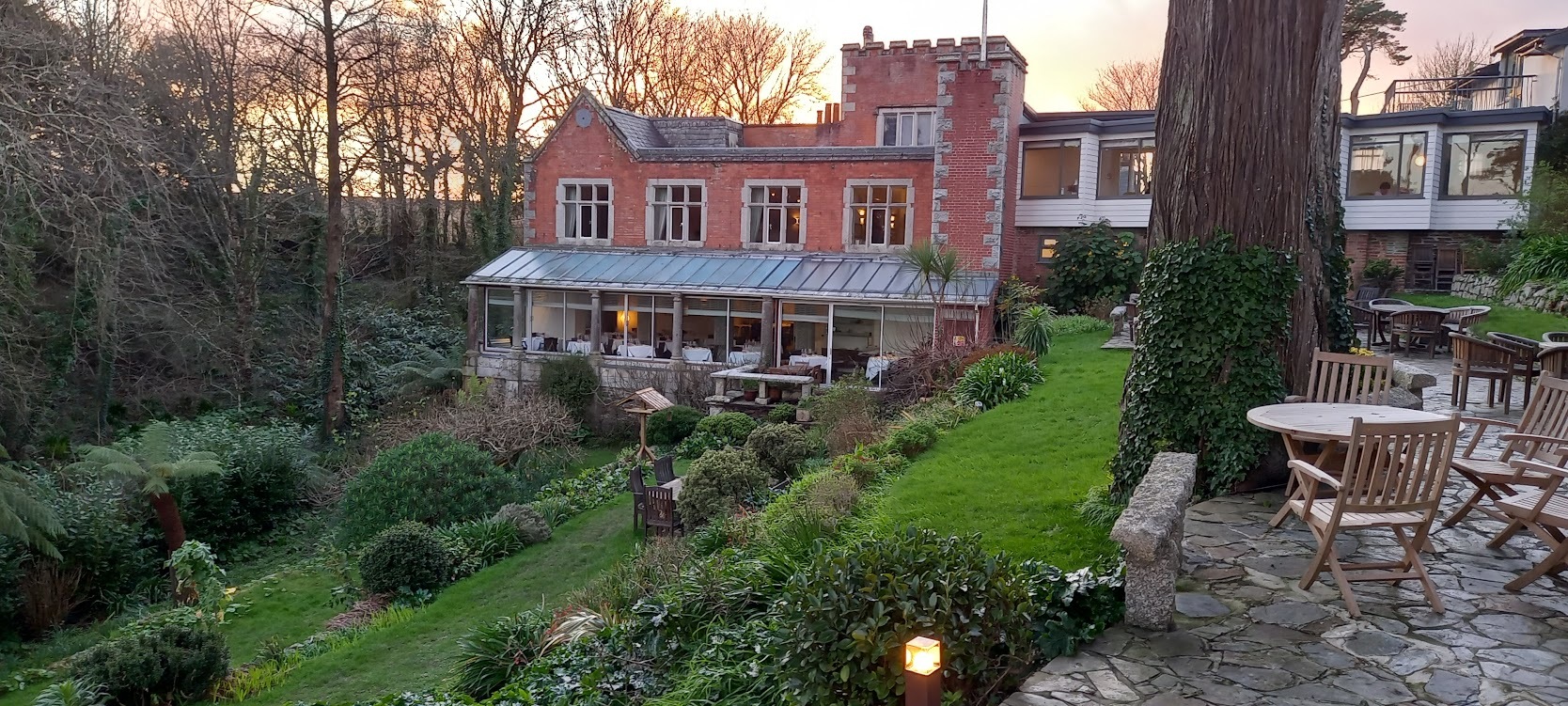 The Meudon Hotel sits at the top of the historic garden