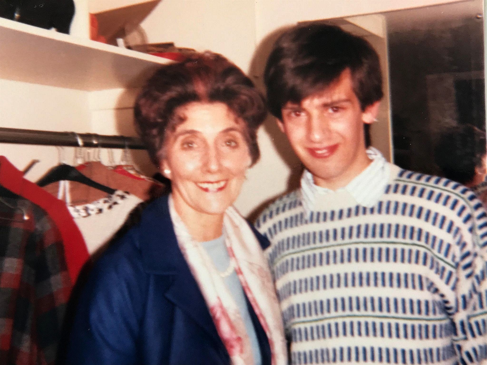 June with a young James, in her Elstree dressing room