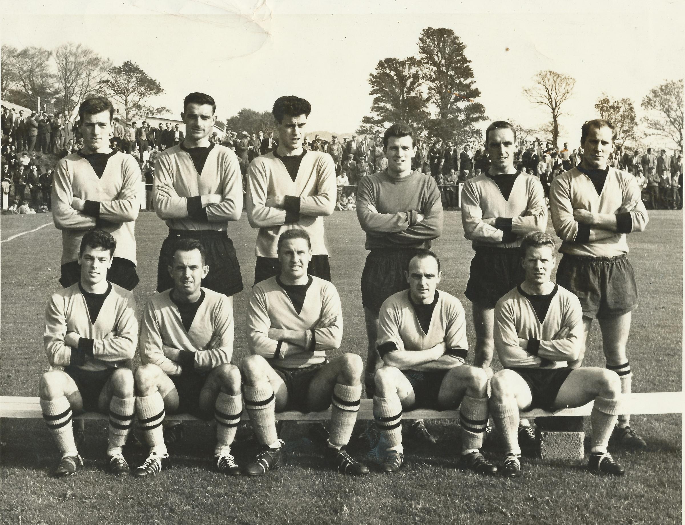 End right, back row: local hero John Garwood in the Falmouth Town team that played Oxford United in the FA Cup in 1962