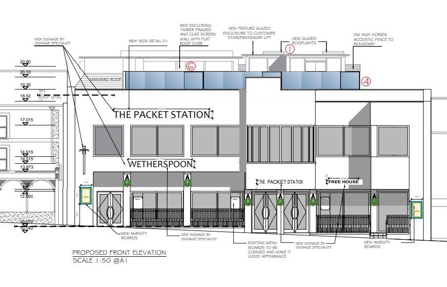 The proposed frontage including acoustic screening Picture: kdpa/Cornwall Council