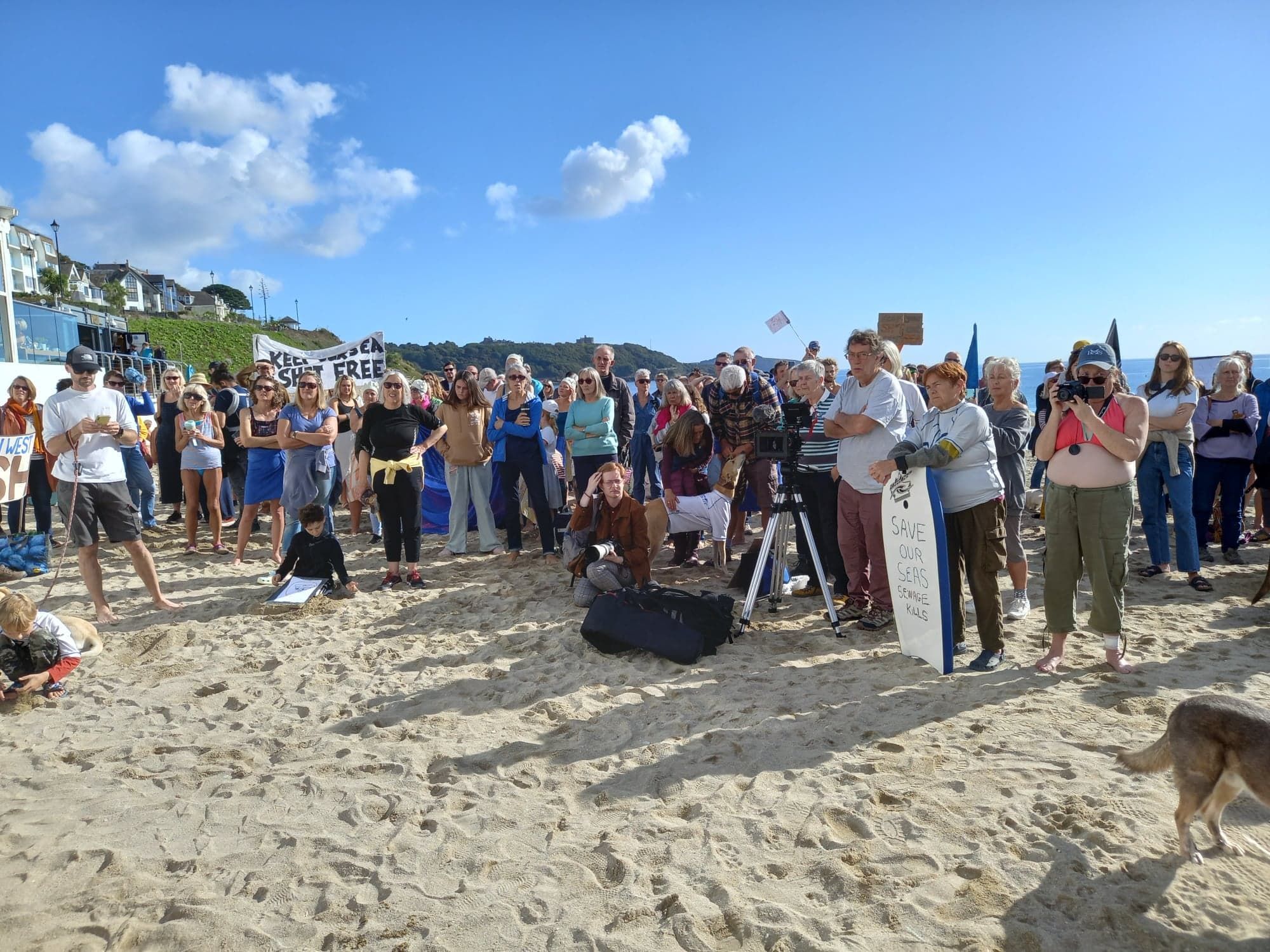 A large number of protestors gathered