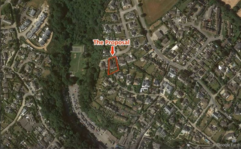 Where the proposed bungalow extension was planned in St Mawes (Pic: Cornwall Council / Google Earth)