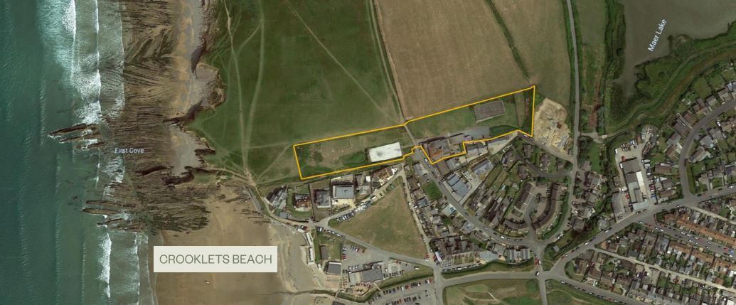 Where the development would be built in relation to Bude and Crooklets beach (Pic: Google Earth / Cornwall Council)