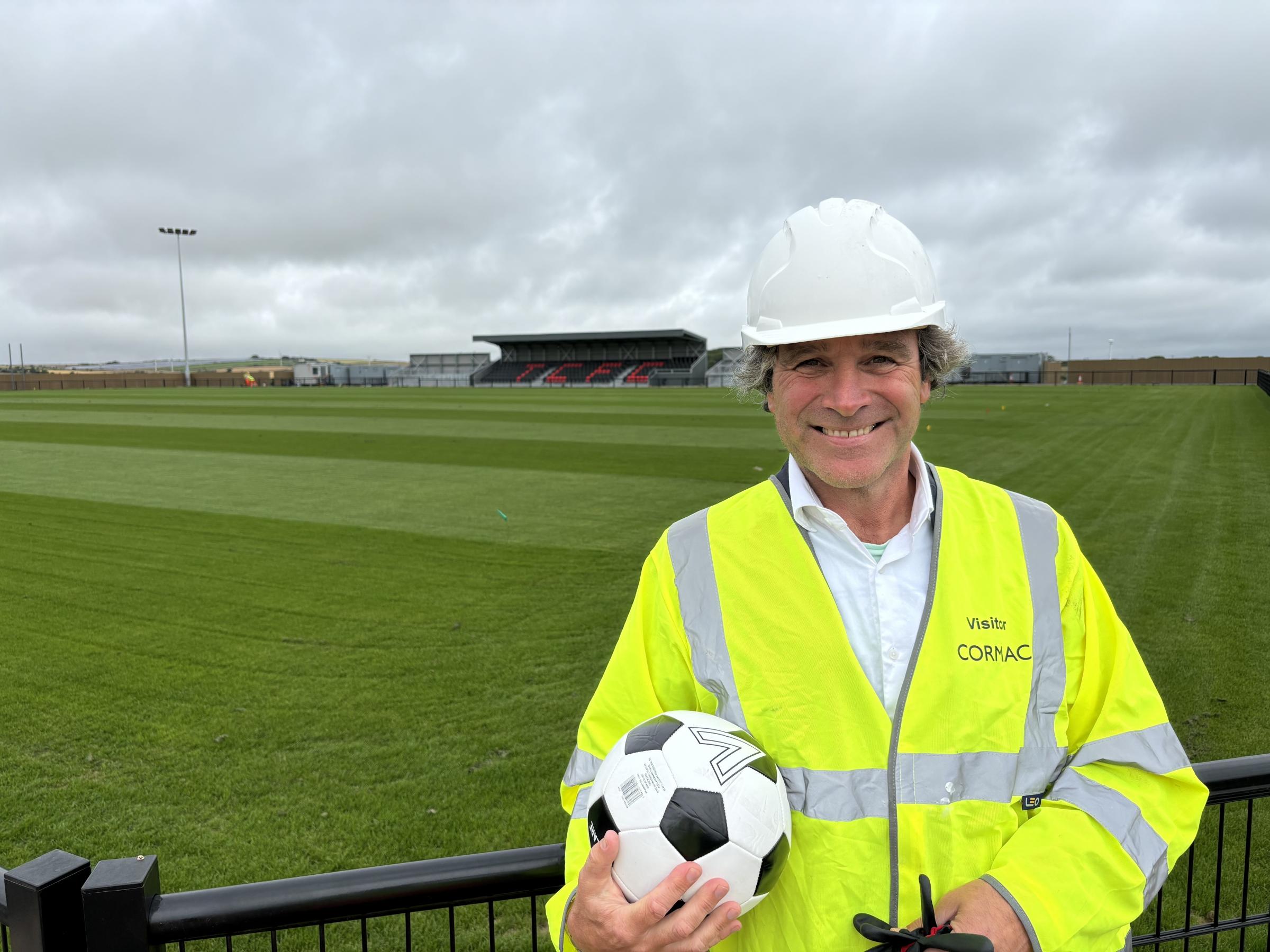 Cllr Olly Monk at the new ground (Pic: Lee Trewhela / LDRS)