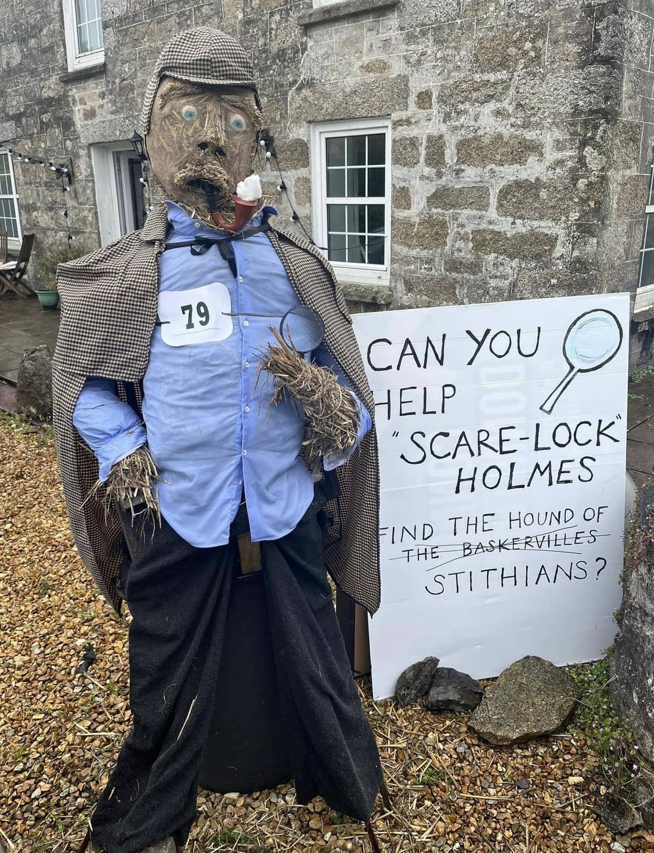 Scare-lock Holmes presided over the village. Image: Sara Turk