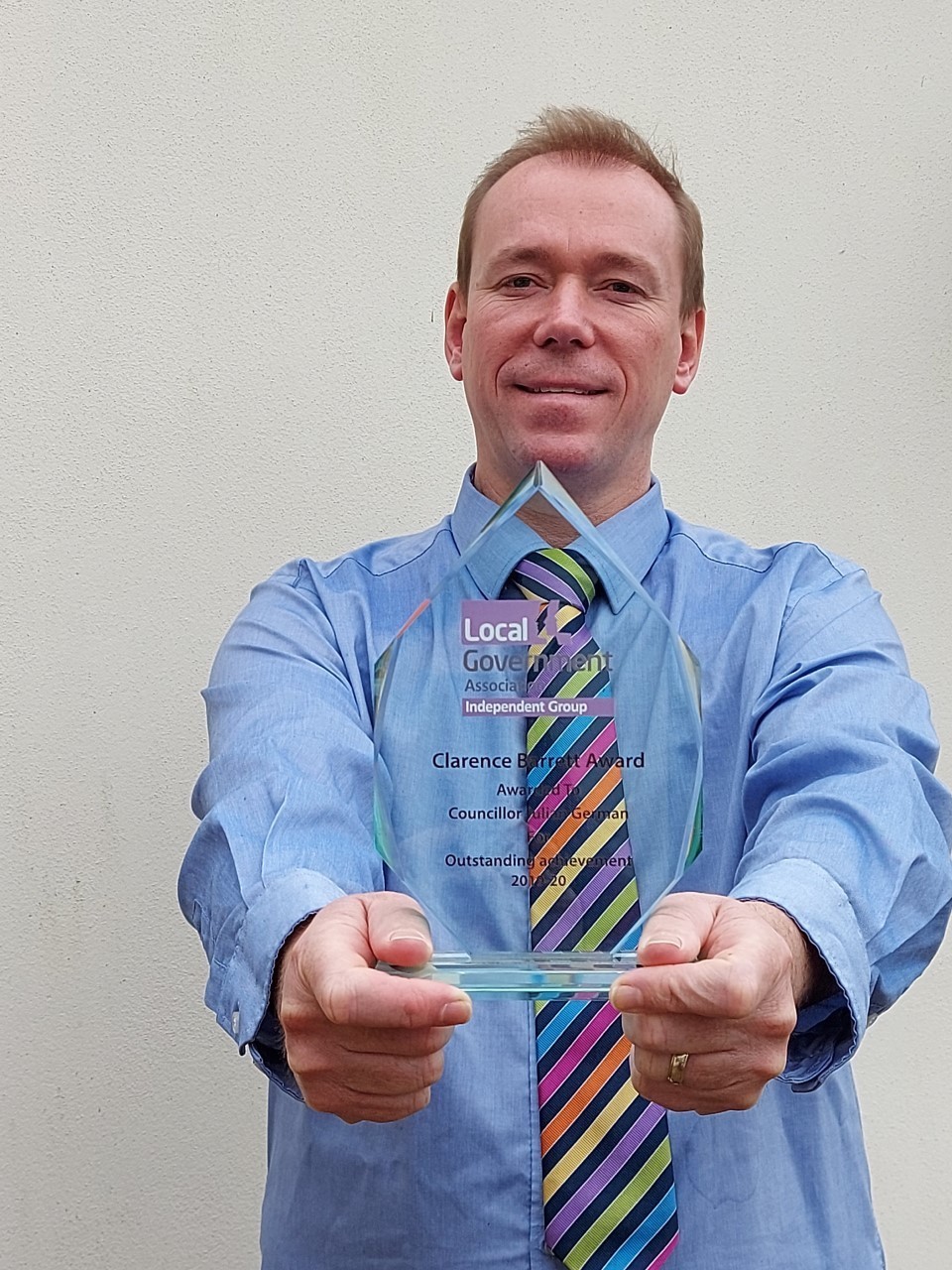 Cornwall Councils Independent group leader Julian German with a local government award (Pic: courtesy of Julian German)