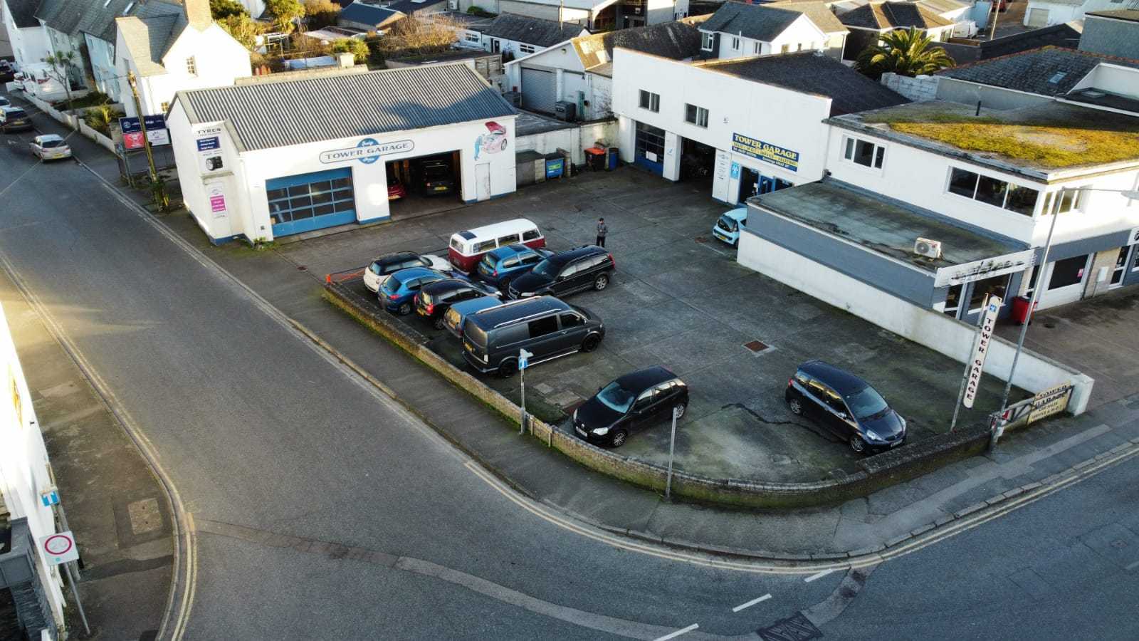 An aerial shot of Tower Road Garage in Newquay which has been sold for homes (Pic: TMP Land Consultants)